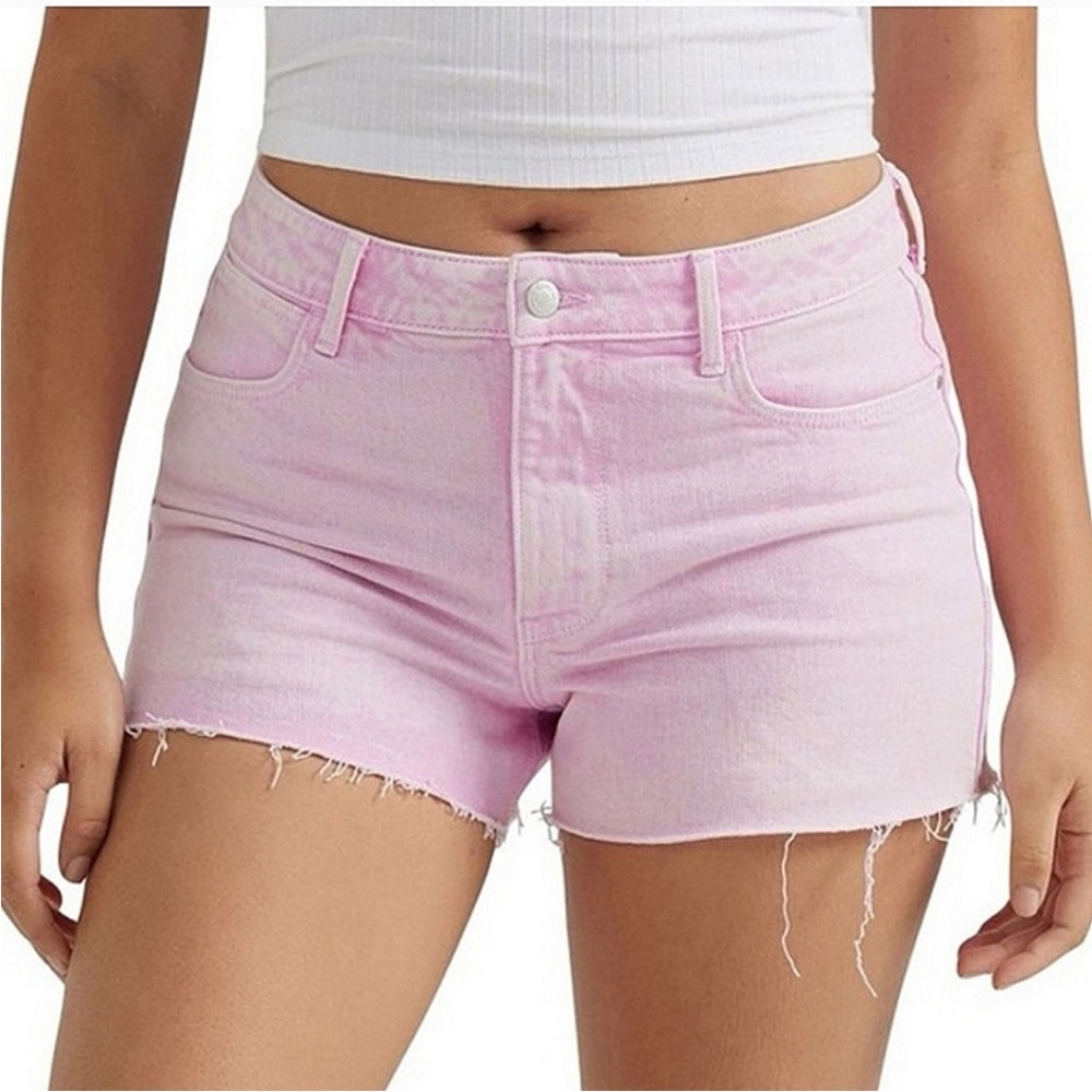 Stonewash Pink cut off stretchy Wrangler Mid Rise Vintage Short sz 6
